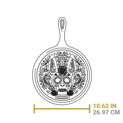 Alternative view of Lodge New Arrival 10.5 Inch Seasoned Cast Iron Xolo Sugar Skull Griddle with Deluxe Handle Holder