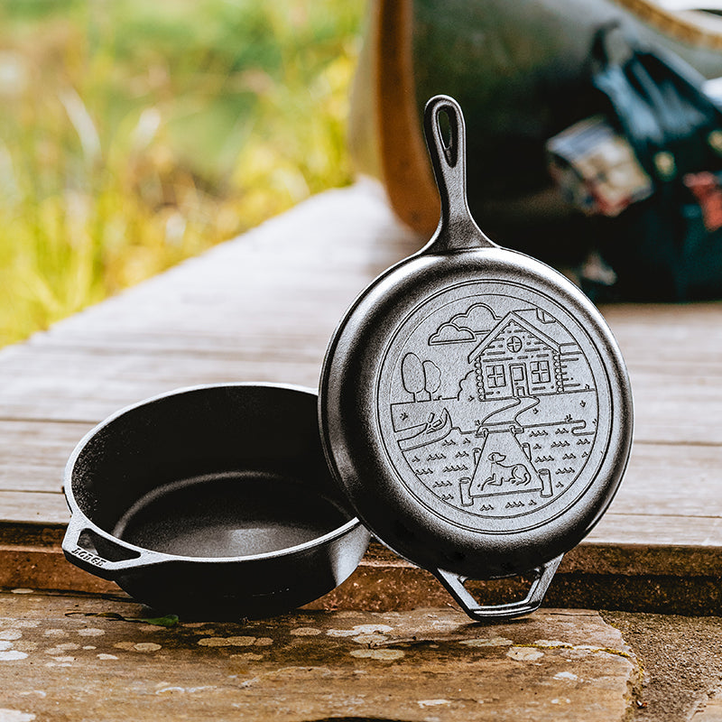 Lodge New Arrival Wanderlust 3.2 Quart Cast Iron Cabin Combo Cooker