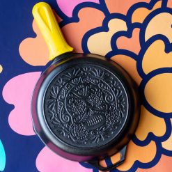 Alternative view of Lodge New Arrival Seasoned Cast Iron Sugar Skull Skillet with Deluxe Handle Holder