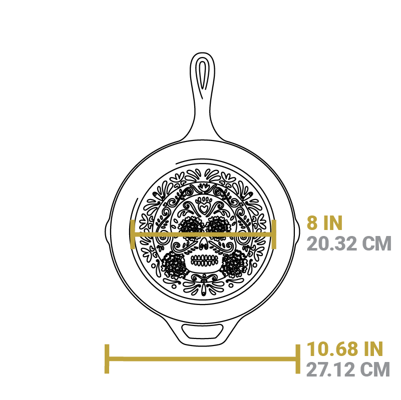 Lodge New Arrival Seasoned Cast Iron Sugar Skull Skillet with Deluxe Handle Holder - Image 7